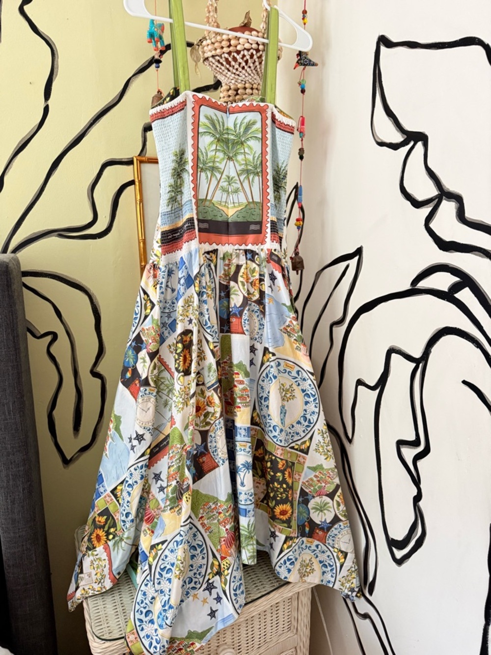 FARM Rio Multicolor Sunflower & Tile Print High-Low Dress - Picture 7 of 9